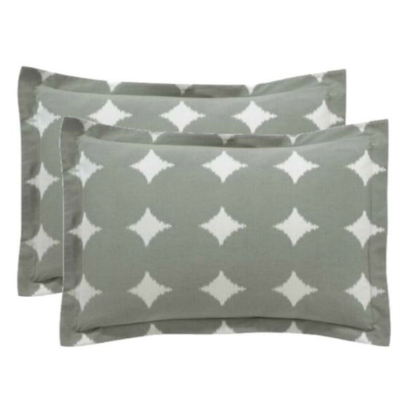 Dwellstudio Ash Gray King Ikat Dot Tailored Shams - Picture 1 of 2